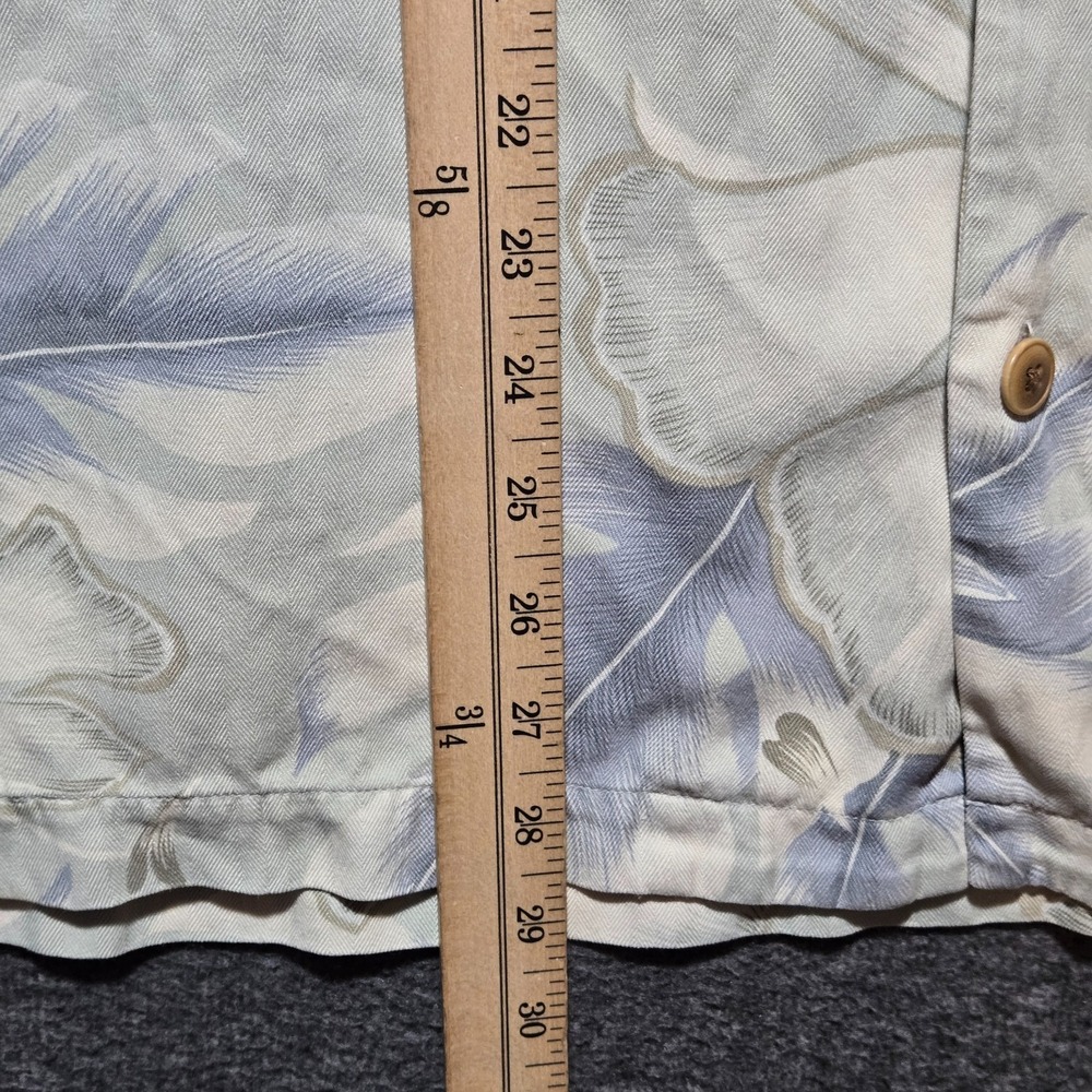 Tommy Bahama Shirt Mens L Blue Hawaiian Leaves 100% Silk Resort - Picture 3 of 5